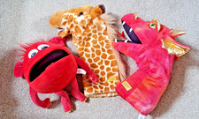 The Puppet Company 3 hand puppets - Red Dragon 12", Monster squeaker, Giraffe