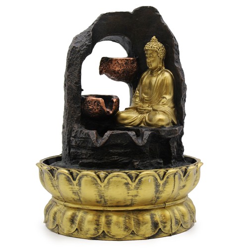 Golden buddha water feature - golden,