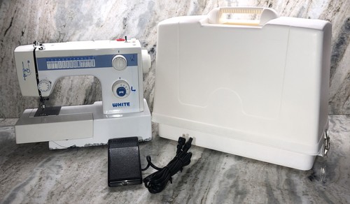 Vintage white sewing machine - white,