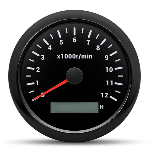 85mm black tachometer gauge - black,