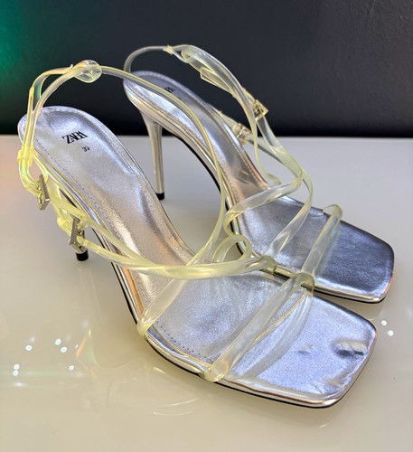 Zara silver clear strappy - silver/clear,