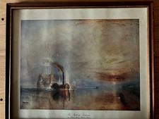 FRAMED A4 ART PRINT: THE FIGHTING TEMERAIRE - TURNER - WOODEN FRAME - PRE-LOVED