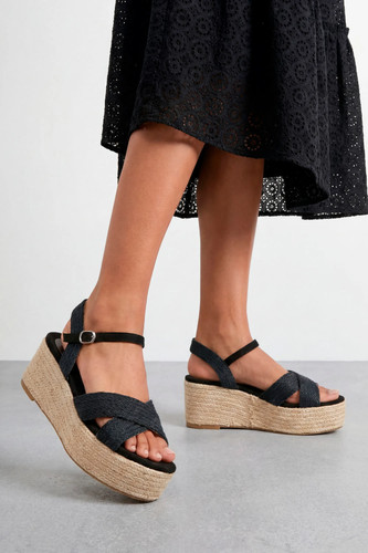 Faith black wedges womens - faith,