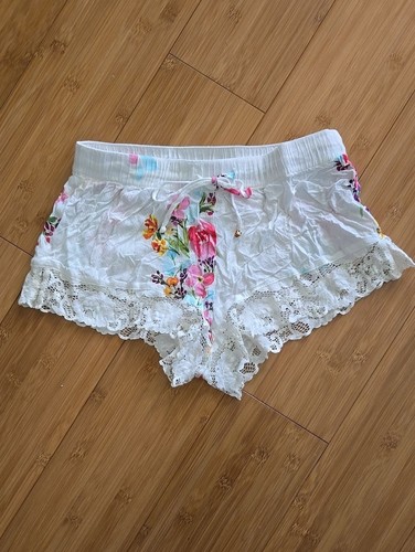 White floral lace trim sleep - white,