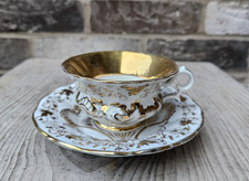 Antique Early 20th Century Gilded German Tea / Coffee Cup & Saucer | Marked CF