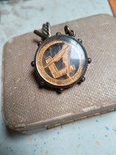 1924 silver masonic pocket watch fob chain vintage gold coloured 
