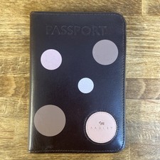 Radley Leather Passport Holder & Wallet Brown With Pink & Brown Circles