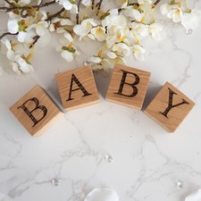 Personalised Solid Oak Letter Cubes, Wooden Block Letters **SOLD INDIVIDUALLY**