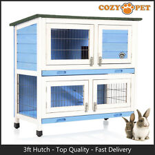 Rabbit Hutch 3ft by Cozy Pet Blue Guinea Pig Hutches Run Rabbit Ferret Runs RH06