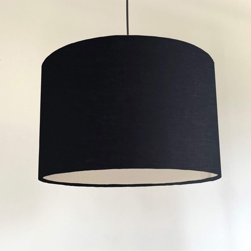 Black linen drum lampshade/