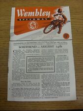 31/07/1952 Speedway Programme: Wembley v Wimbledon (folded, creased, rusty stapl