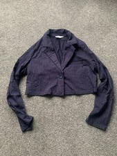 WOMENS NAVY PINSTRIPE CROPPED BLAZER 10.