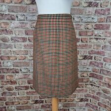 Vintage DAKS Skirt 12 14 Brown Check Knee Length Pencil Cottagecore New Wool a