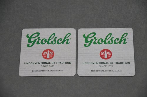 Grolsch beer cardboard mat - beer,