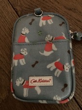 NEW Cath Kidston Stanley Dog Blue & Red Oilcloth Phone / Gadget Case / Wristlet