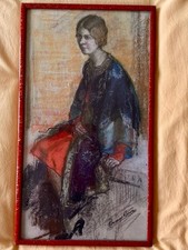 Pastel Portrait, early 20th Century, by Russell Reeve, Framed with glass.
