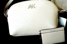 NEW ANN KLEIN  CROSSBODY LIGHT BEIGE with matching CARD WALLET MSRP $68.00/NWT