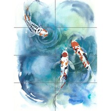Japanese Koi Fish Near Surface XL Giant Panel Poster (8 Sections)