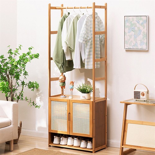 Bamboo clothes rack garment - rack,
