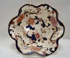 Antique Mason's Ironstone Blue Mandalay, 8.5" Scalloped Serving Bowl, c1920-1923