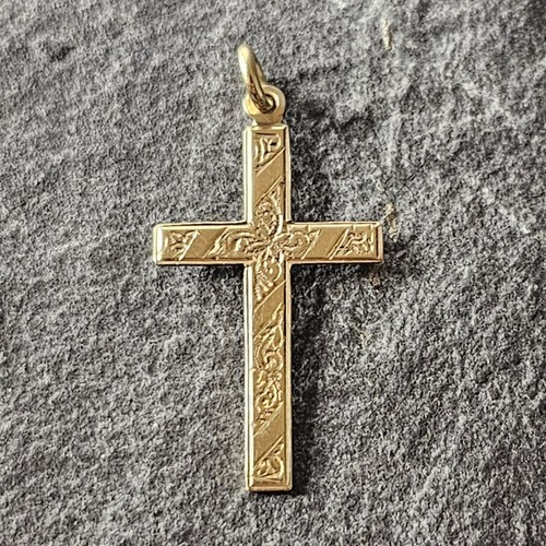 Vintage 9ct gold cross pendant - gold,