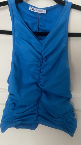 Zara electric blue ruched crop - zara,