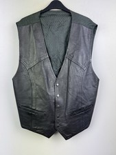Real Leather Waistcoat Vest Size Large 42" Men`s Black - Great Condition