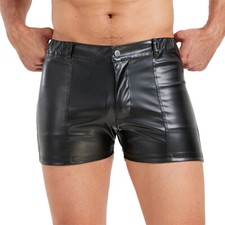 Mens PU Leather Shorts