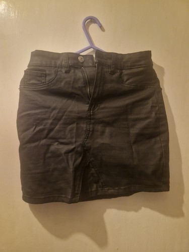 Black faux leather skirt - leather,