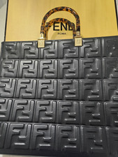Fendi Black Embossed Logo Tote