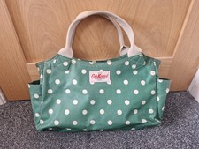 Women's Kath Kidston Bag Medium Sized Tote Green Polka Dot Style Good Condition 
