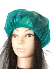 PVC U Like Hat Beret Clear Green Plastic Shower Cap Rain Rainhat Vinyl 1 Size