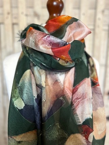 Green multi floral fine - , woven