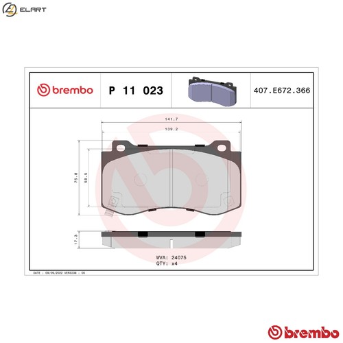 Brake pad set disc - brake, p