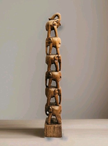 Vintage wooden elephant tower - wooden,