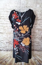 Billie & Blossom Womens Dress Floral Print Tunic Short Sleeve Size 14 Black Mix