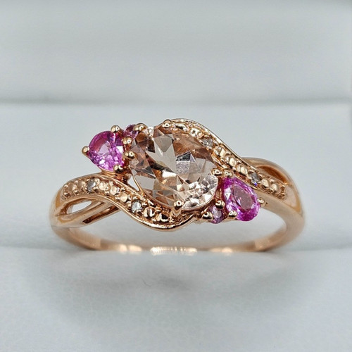 9ct rose gold - morganite,, pink
