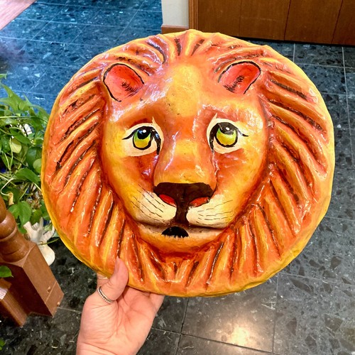 Vintage papier mache lion - mache, head