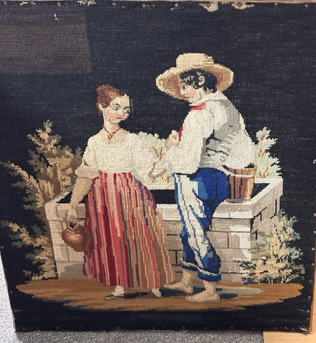 Antique woolwork tapestry - tapestry, by