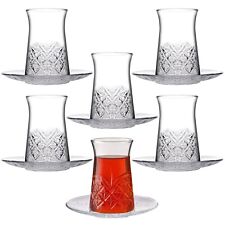 6Pc Pasabahce Glass Cup & Saucer Ice Tea Set 160ml Espresso Drink Glassware Gift