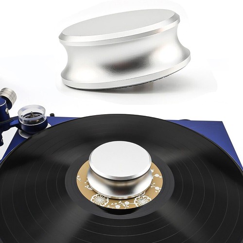 Silver vinyl record player - silver,