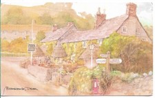 SCARCE OLD ARTIST STYLE POSTCARD - BRANSCOMBE - DEVON 1984 by David Skipp