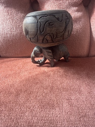 African wooden carved storage - carved,