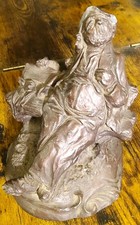 Bronze Effect Spelter Figure Gentleman Of The Road On A Bench Signed P. Dunn