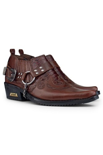Men brown leather goth shoes - brown,