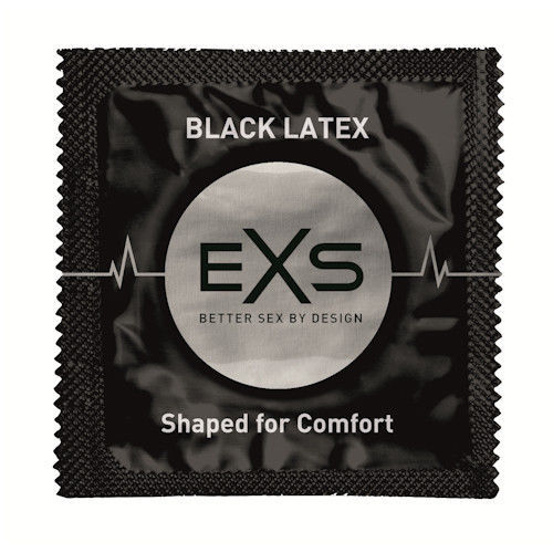 Exs black latex condoms - black,