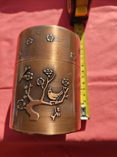 Metal tea caddy flower - metal,