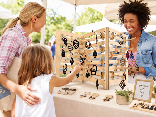 Wooden earring display stand - display,