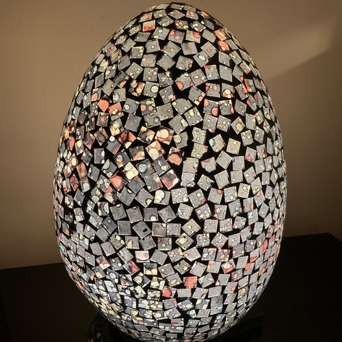 Mosaic egg table lamp - mosaic, black