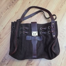 Jimmy Choo Handbag Shoulder bag, soft leather suede Brown Pockets Buckle Large